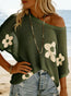 Women's Hollow-Out Drop-Shoulder Loose Knit Top