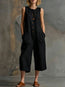 Mono Capri Sin Mangas de Pierna Ancha Retro para Mujer