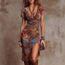 Women’s Slim-Fit Printed V-Neck Defined Waist Dress