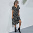 V-Neck Floral Print A-Line Satin Maxi Dress | 8 Colors
