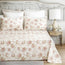 Sábana encimera de algodón con estampado floral rústico de rosas y diseño sutil en menta DaDa Bedding con funda de almohada (3036)