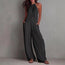 Women's Sleeveless Open-Back Wide-Leg Pleated Jumpsuit