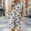 Floral Print Loose Pocket Dress | Round Neck Short Sleeve