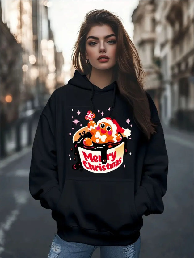Sudadera con capucha de jengibre navideña