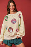 Sudadera suelta de manga larga con lentejuelas de huevo de Navidad para mujer