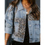 Women's Cropped Distressed Denim Jacket
