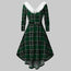Christmas Women’s Fur Patchwork V-Neck Long-Sleeved Dress
