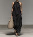 Vestido sin mangas con cuello halter y volantes – Vestido holgado con bolsillos