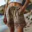 Pantalones cortos casuales holgados con cordón retro para mujer