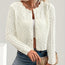 Top tipo cárdigan elegante de color liso con cuello redondo para mujer