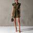 Women's Drop-Shoulder Polo Neck Lace-Up Mini Dress – Slim Fit