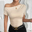 Women’s Y2K Ruched One-Shoulder Summer Top – Slim Fit Asymmetrical Shirt