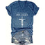 Women's V-Neck T-Shirt Geometric Cross Casual Summer Short Sleeve Top