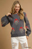 Suéter de jacquard con una sola flor de Umgee