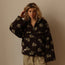 Winter Flowers Lambskin Sweatshirt Women | Cozy Zip-Up Pocket Pullover