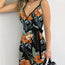Vestido versátil de mujer con estampado de plantas, cuello en V y hombros descubiertos con cordones
