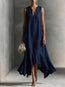 Women's Deep V-Neck Sleeveless Asymmetrical Maxi Dress – Patchwork
