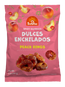 Pink package of Sol Das Dulces Enchilados Peach Rings with images of peach rings and Sol Das logo.