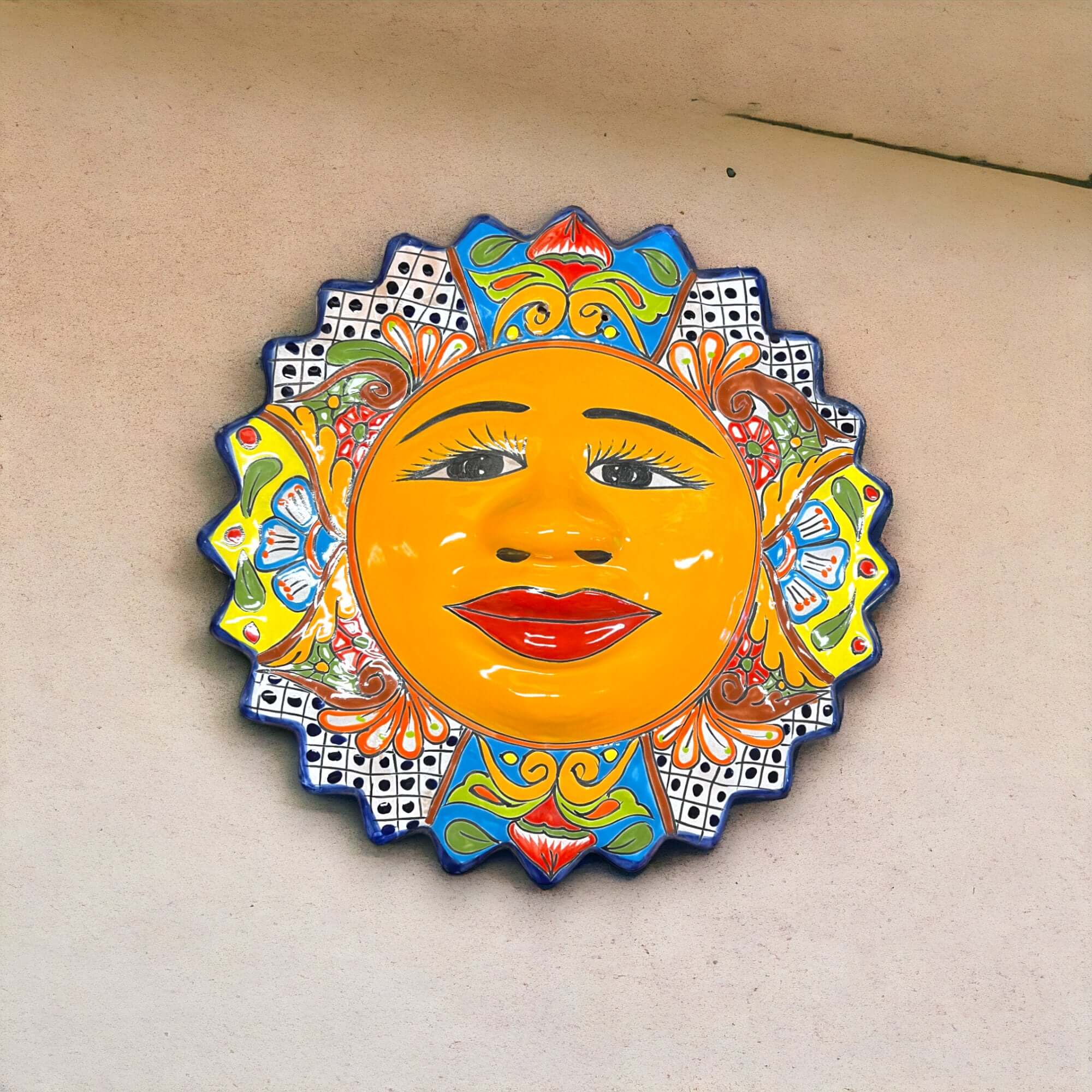 Mural de Sol Talavera Extra Grande | Decoración Mexicana Hecha a Mano