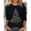 Camiseta de manga larga "Feliz Navidad" para mujer – Camiseta con estampado de árbol de Navidad lindo