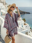 Women’s Linen Striped V Neck Top and Shorts Set