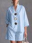 Women's Solid Color 3/4 Sleeve Top & Shorts Two-Piece Set
