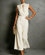 Women's Elegant Sleeveless Tank Top & Pants Set – Asymmetric Retro 2-Piece