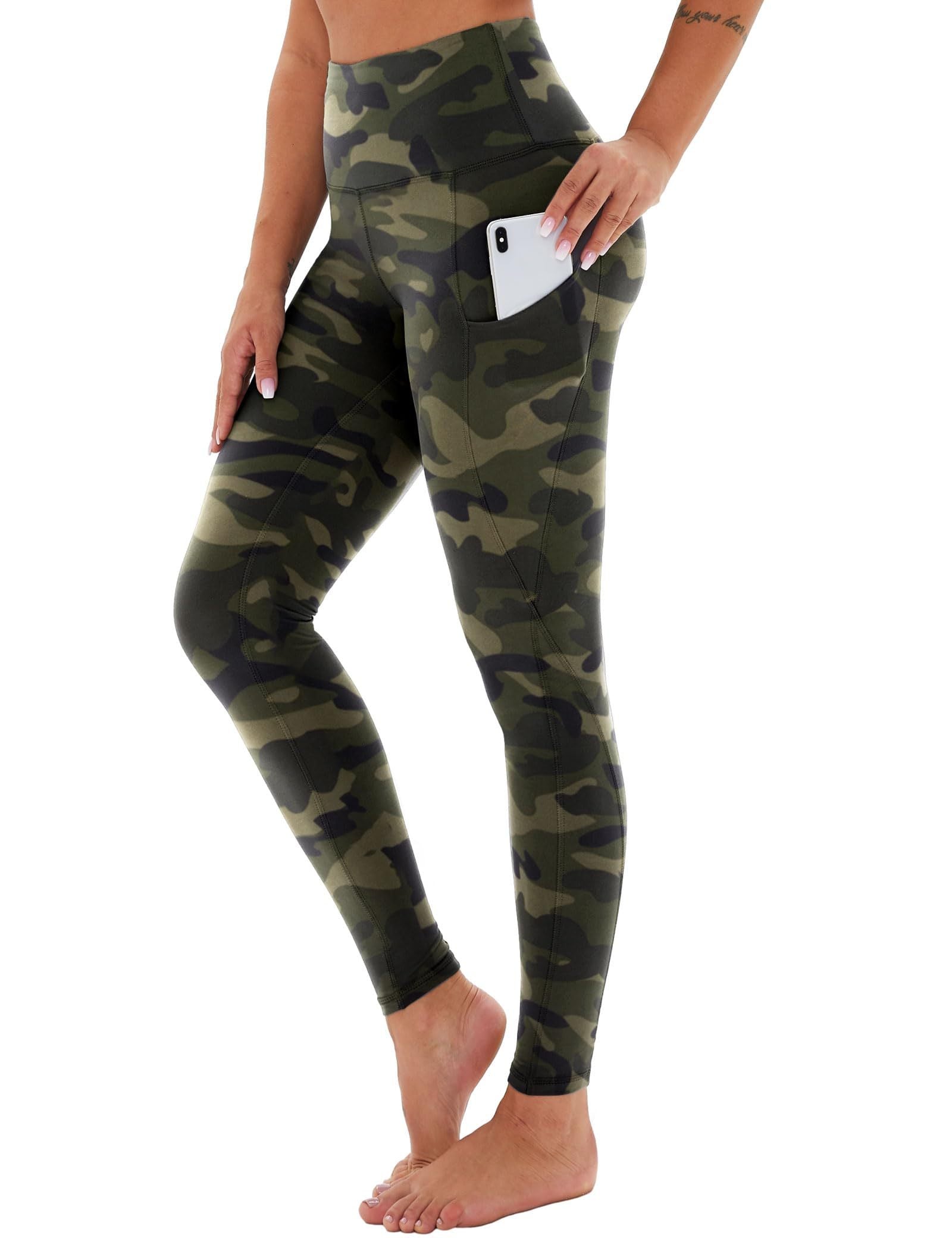 Pantalones de yoga capri de talle alto con bolsillos diagonales