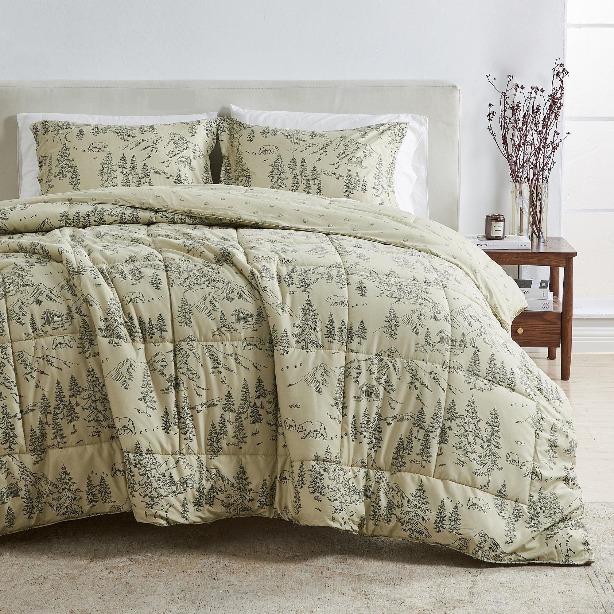 Juego de edredón y fundas de almohada navideños reversibles - Colección Odette Holiday/Lodge