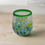 Hand-Blown Stemless Wine Glass | Mexican Confetti with Green Rim