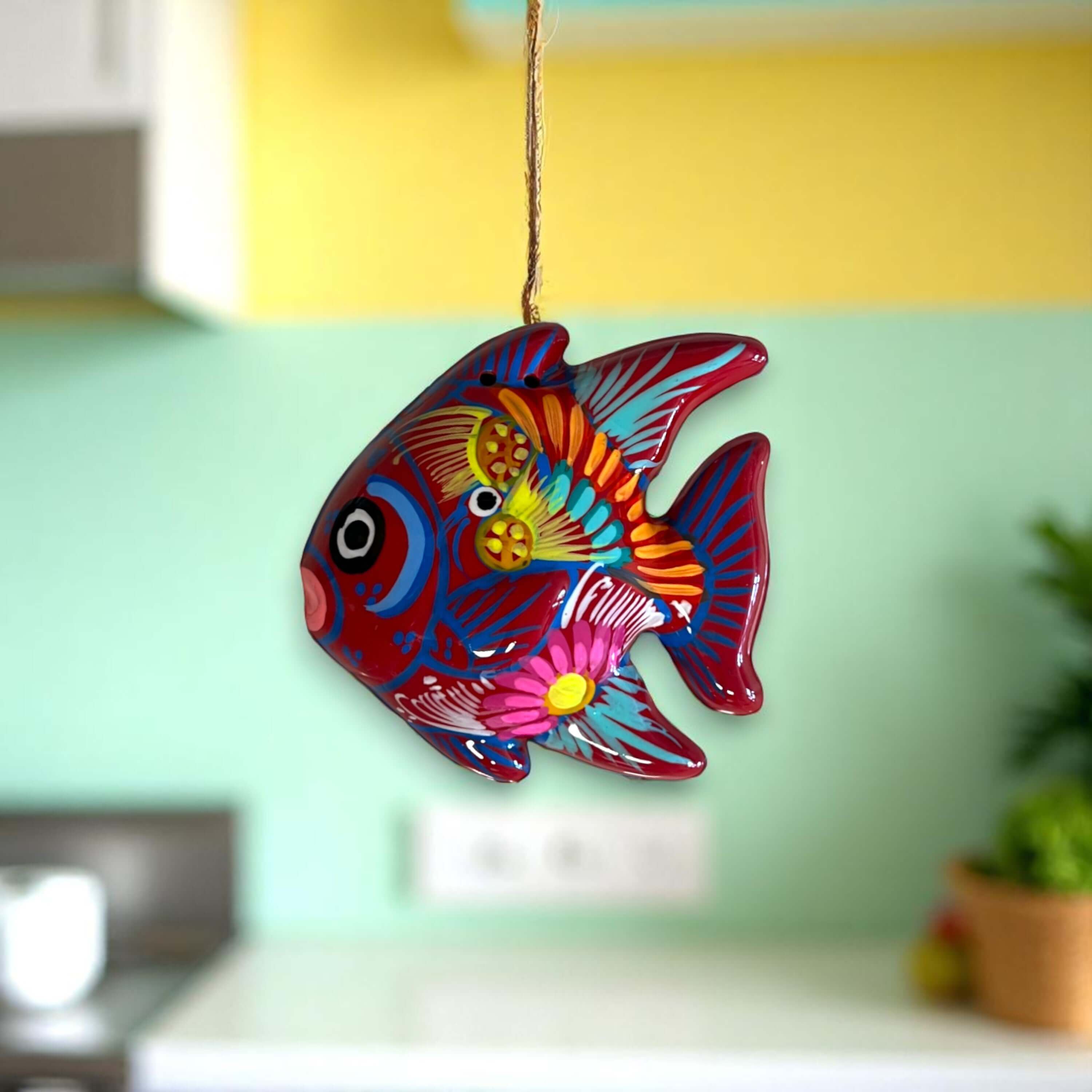 Decoración de Pared de Pescado de Talavera Colorido | Cerámica de Guerrero Pintada a Mano