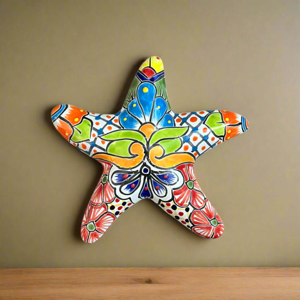 Decoración Estrella de Mar Talavera | Arte Mural Mexicano Pintado a Mano