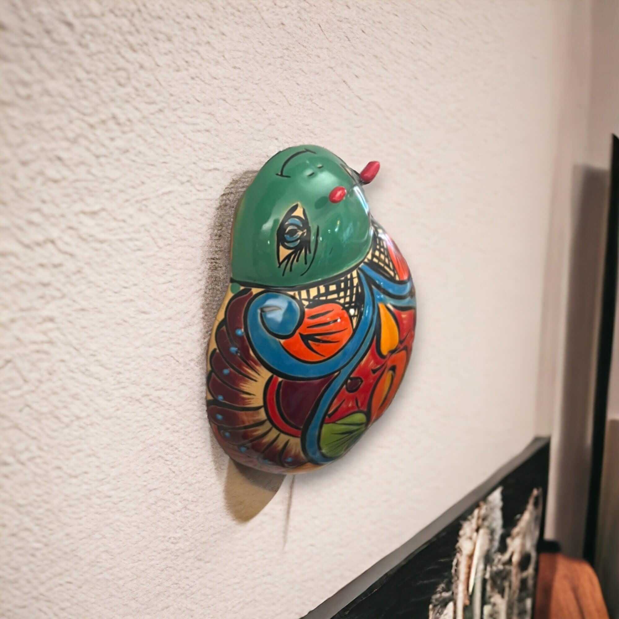 Arte de pared artesanal de talavera de mariquita | Decoración colorida de cerámica mexicana (Mediana)