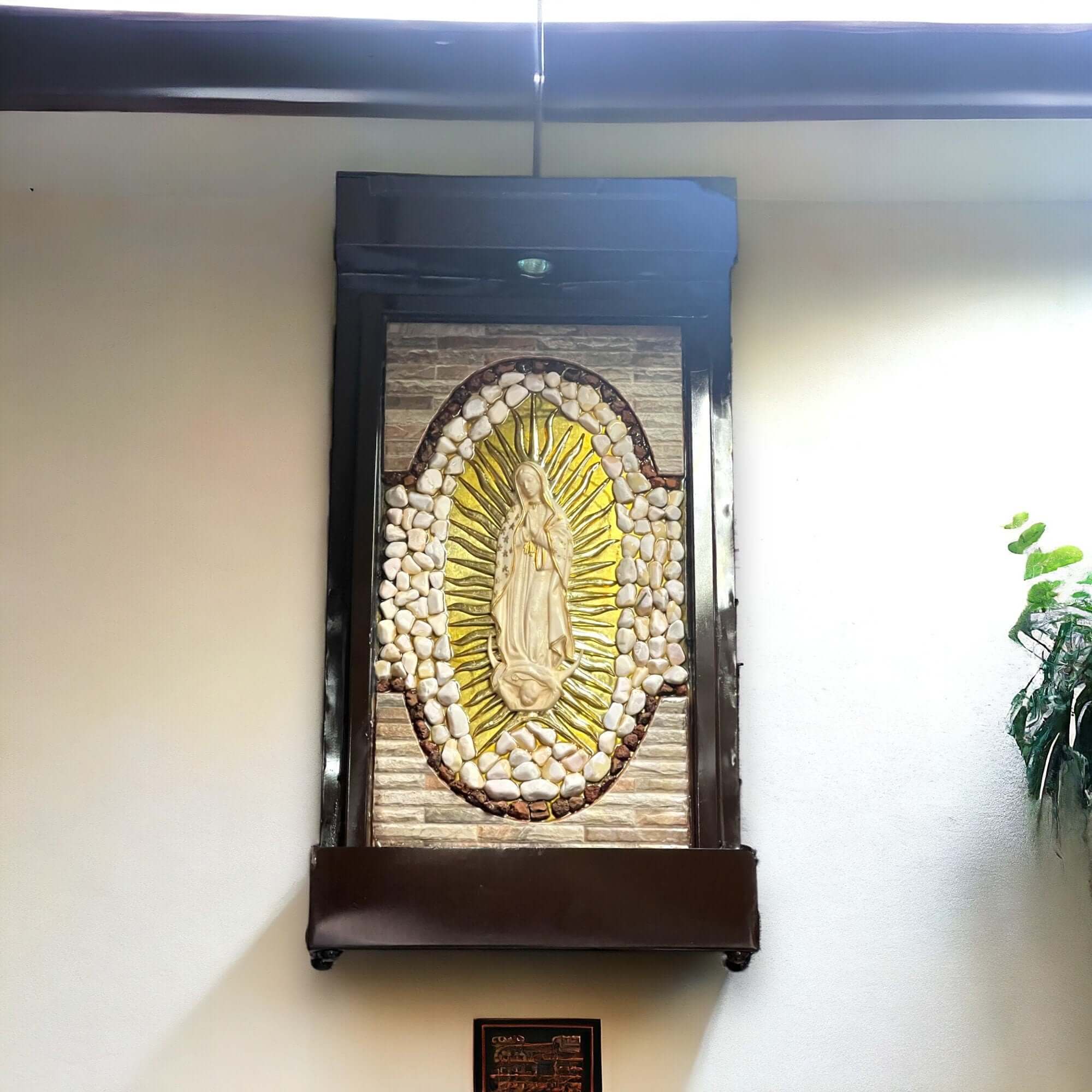 Fuente de agua artesanal de la Virgen María | Decoración de jardín artesanal mexicana (grande)