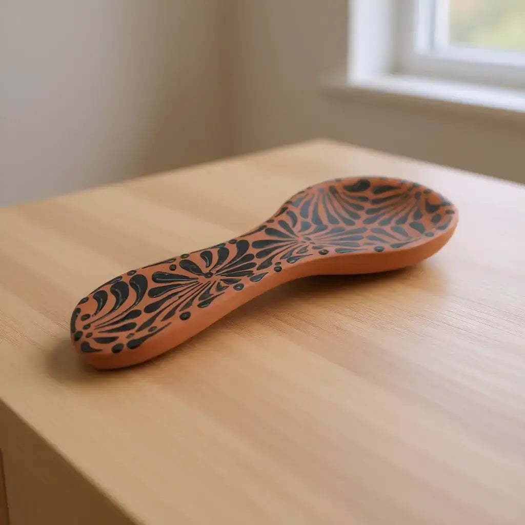 Apoyacucharas de Talavera Colorido | Soporte de Barro Mexicano Hecho a Mano
