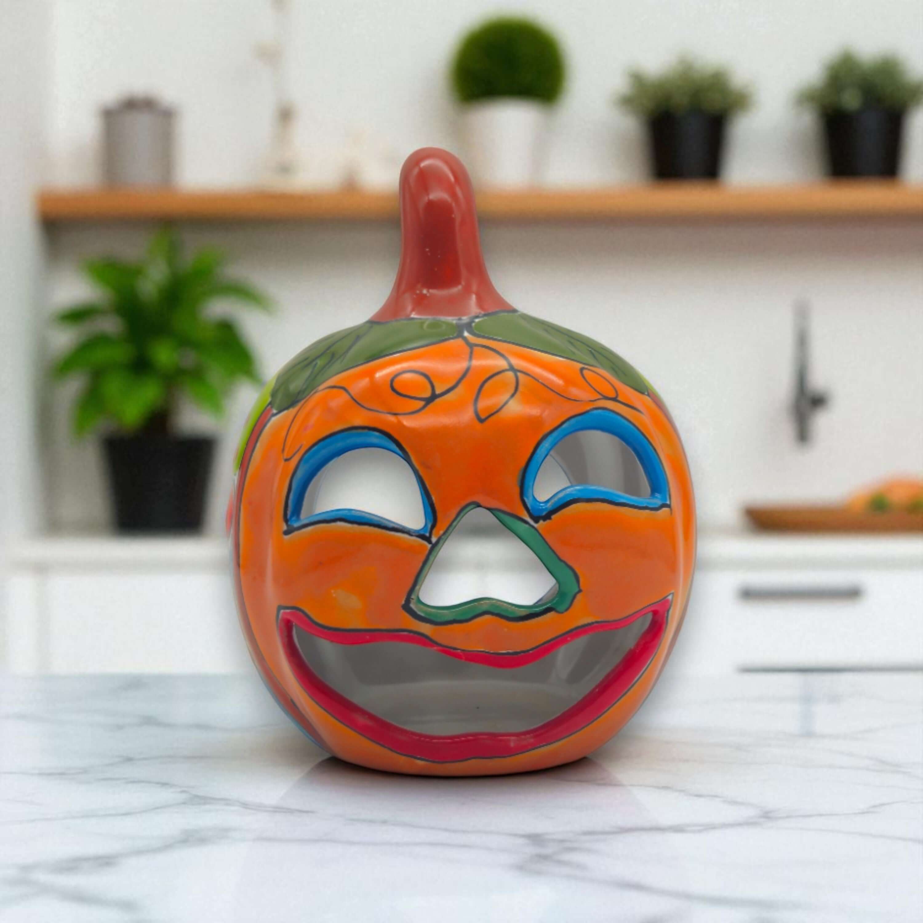 Calabaza Talavera artesanal | Decoración mexicana de Halloween