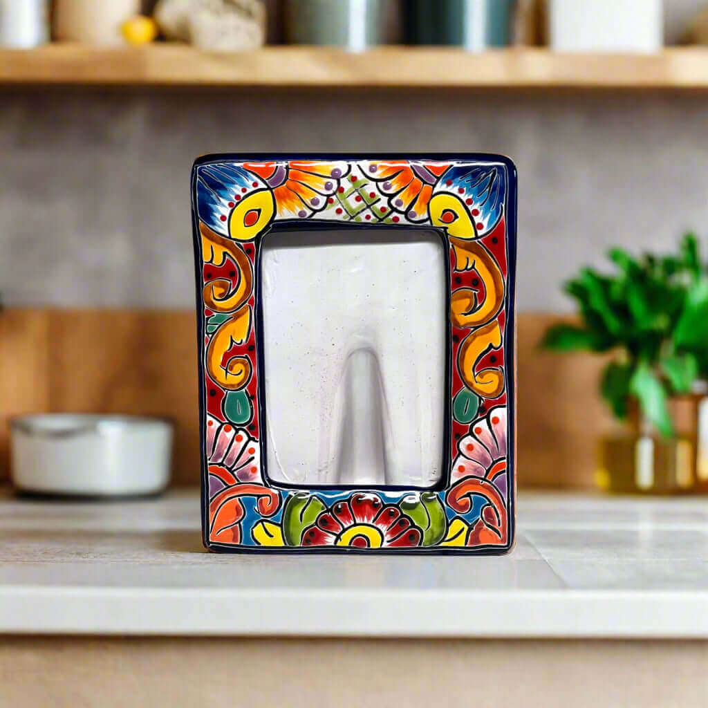 Marco de fotos de Talavera | Decoración mexicana colorida artesanal para el hogar