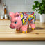 Macetero de Talavera con diseño de cerdito | Cerámica mexicana colorida pintada a mano
