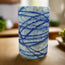 Vasos de vidrio soplado mexicano | Cristalería artesanal blanca y azul