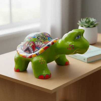 Large Talavera Turtle Statue | Hand-Painted Mexican Ceramic