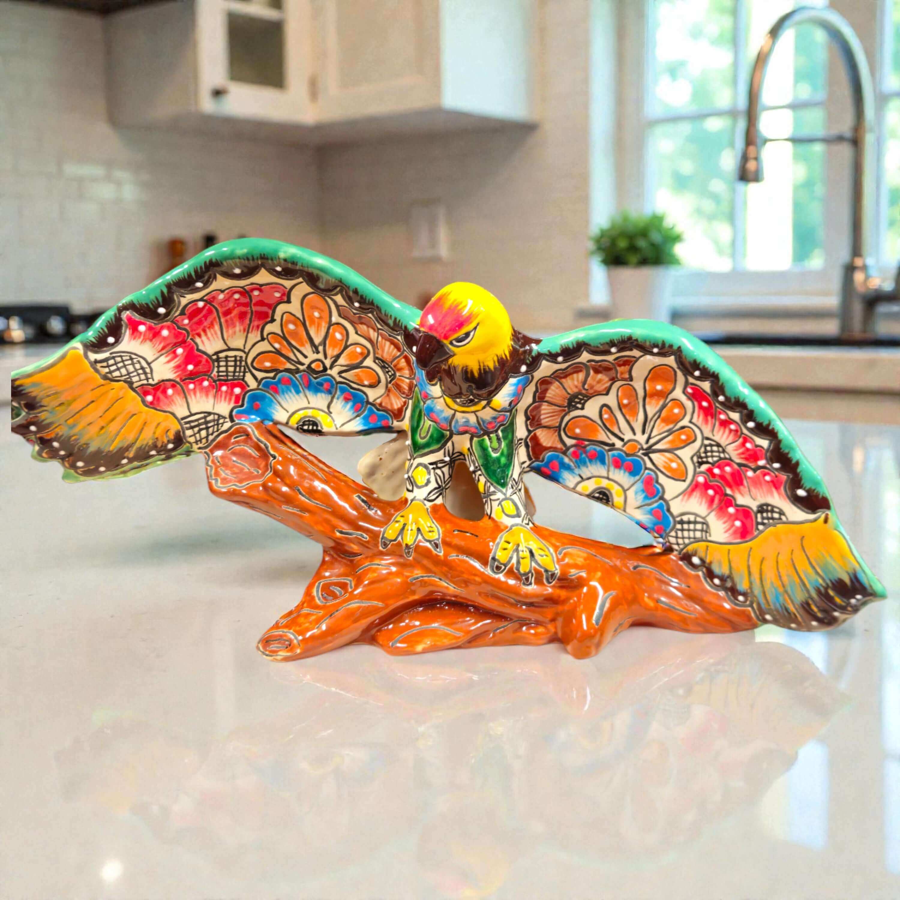 Majestic Talavera Eagle Figurine | Handcrafted Mexican Art