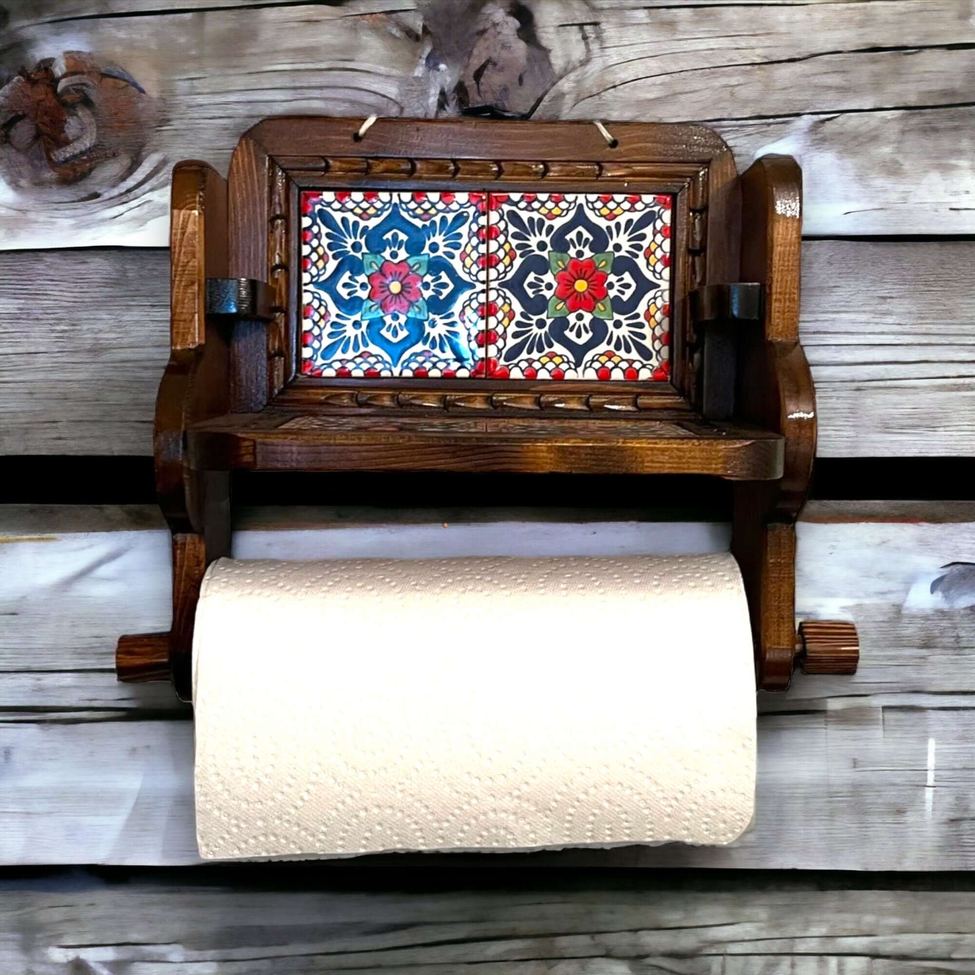 Decoración de pared Talavera personalizada | Soporte de papel de cocina personalizado