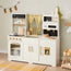 Tiny Land® Cocina de juguete de madera icónica – Set de cocina de simulación en crema para niños