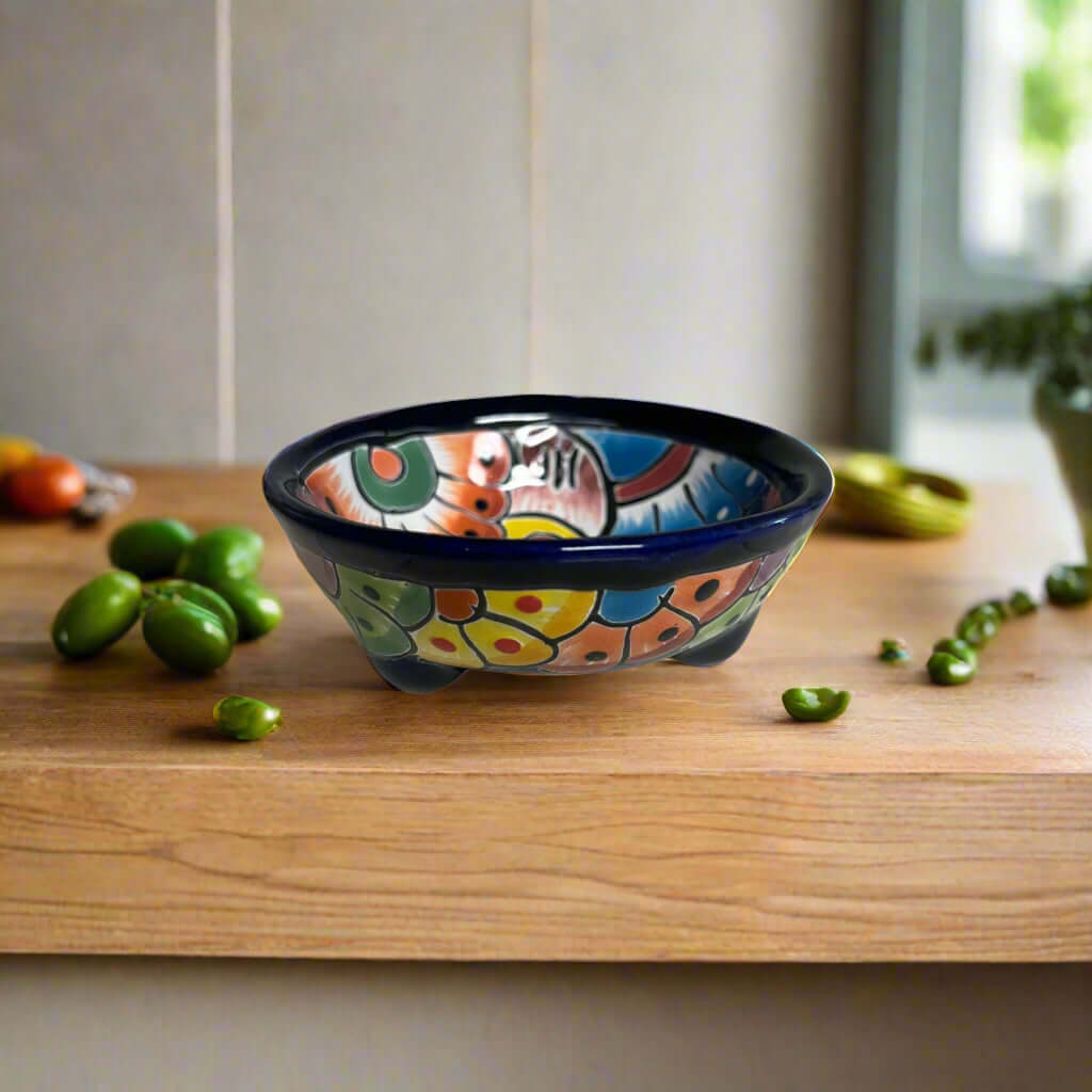 Salsera Pequeña de Talavera | Recipiente Mexicano para Salsa Hecho a Mano