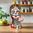 Macetero de calavera Talavera para mujer | Maceta colorida del Día de Muertos con perro