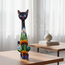 Tall Talavera Cat Statue | Handmade Mexican Sunflower Decor