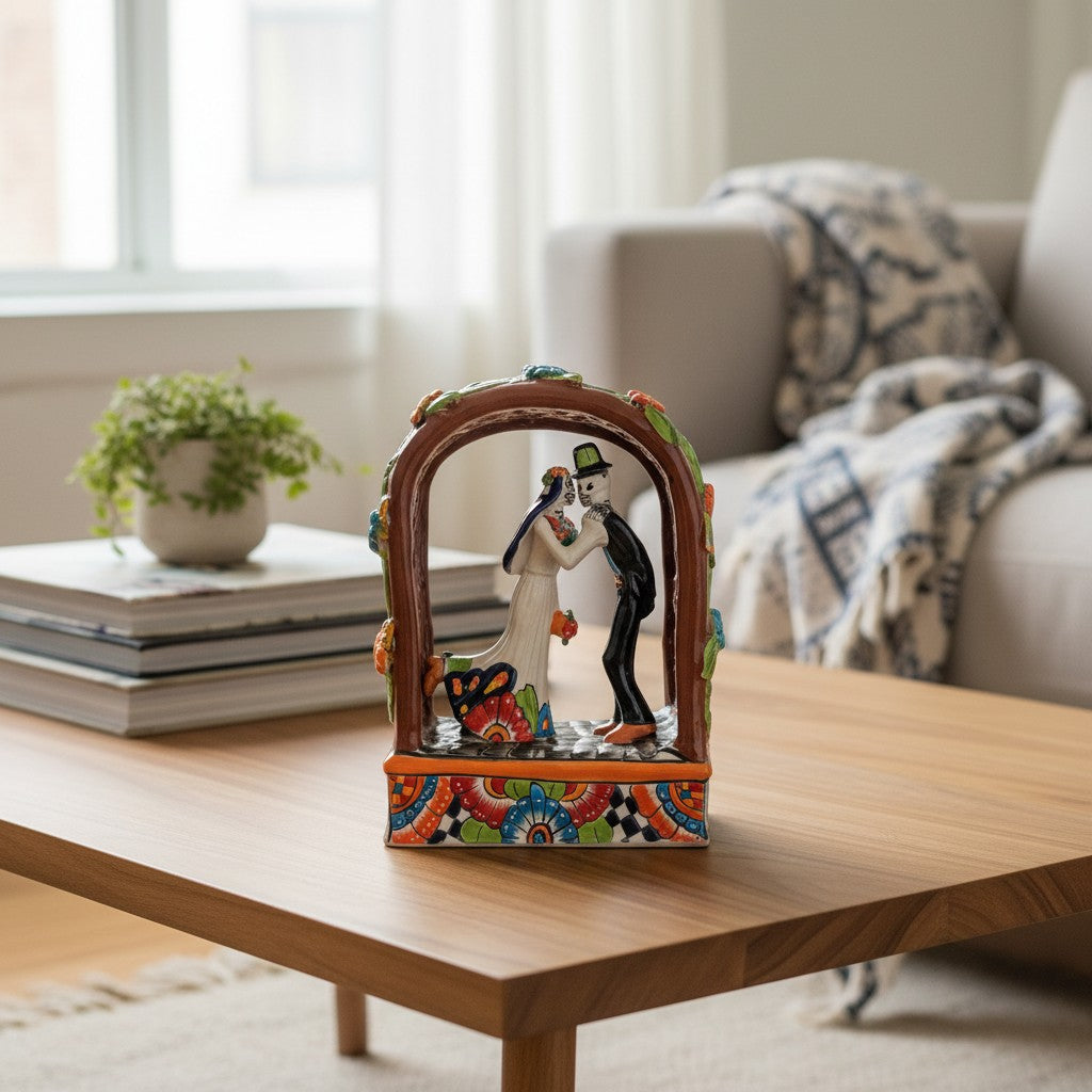 Figuras Talavera para Boda del Día de Muertos | Decoración Mexicana para Altar