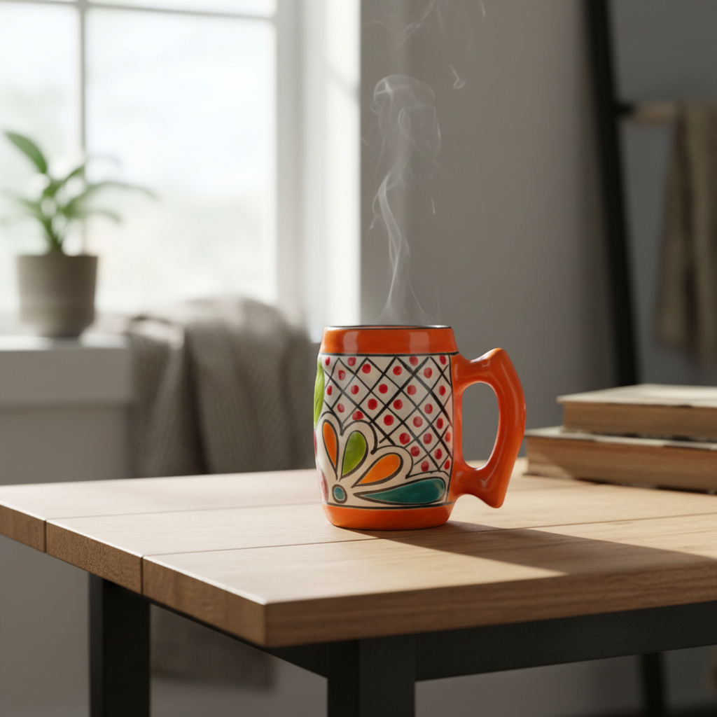 Taza de Café Mexicana Artesanal Colorida | Arte de Cerámica Talavera