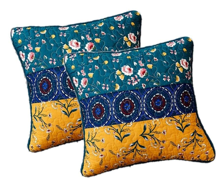 DaDa Bedding Juego de 2 fundas de almohada decorativas bohemias de retazos de flores silvestres y gardenias, 18